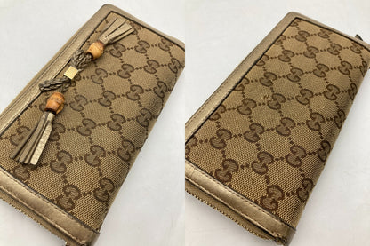 GUCCI グッチ GGキャンバス バンブータッセル ラウンドファスナー長財布 269991 中古 D4