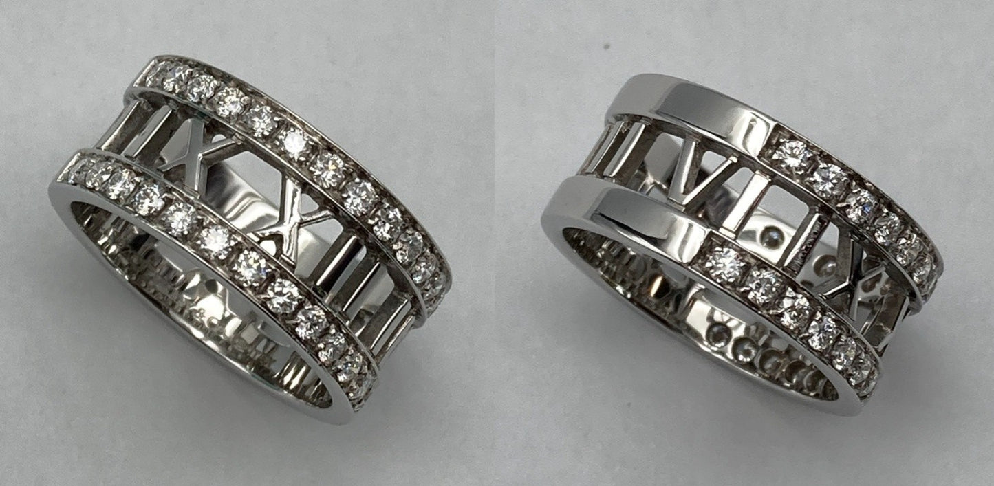 TIFFANY＆Co. ティファニー K18WG ハーフダイヤ アトラス オープンリング 13号 中古 D4