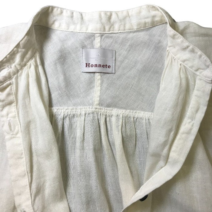 Honnete オネット シャツワンピース レディース 麻 トップス ホワイト 半袖 夏 中古 KW1