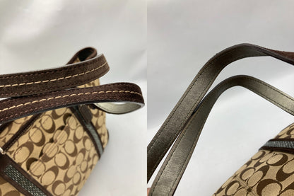 COACH コーチ シグネチャー ビーデッド トートバッグ 8K52 中古 D4