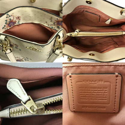 COACH コーチ ハンドバッグ レディース 2way 斜め掛け ショルダー 花柄 フラワー アイボリー F31419 中古 T1