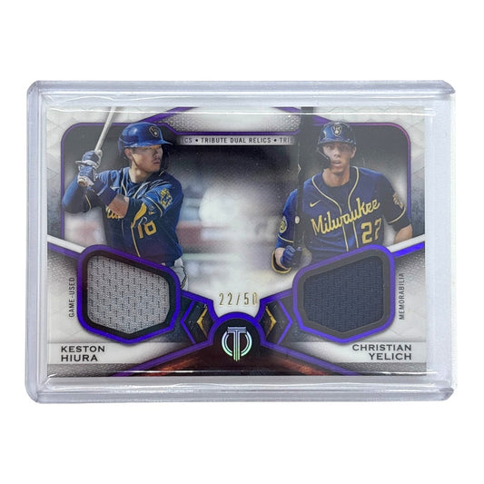 TOPPS MLBカード TRIBUTE KESTON HIURA CHRISTIAN YELICH MILWAUKEE BREWERS 22/50 #DR2-HY 中古 IT1