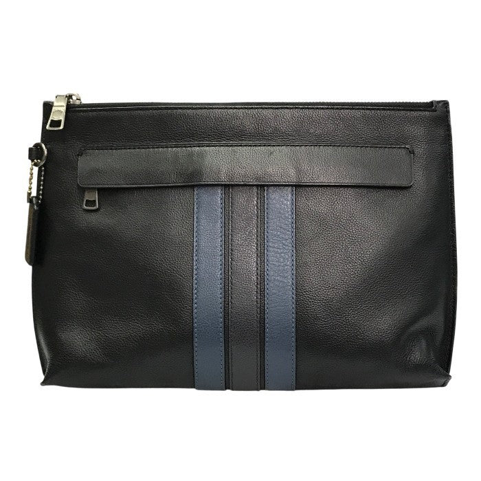 COACH コーチ セカンドバッグ ユニセックス レザー クラッチバッグ ストライプ ブラック F31514 中古 T1