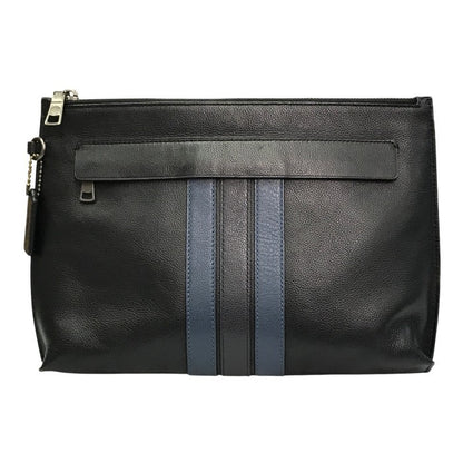 COACH コーチ セカンドバッグ ユニセックス レザー クラッチバッグ ストライプ ブラック F31514 中古 T1