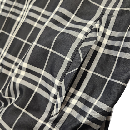 BURBERRY GOLF バーバリーゴルフ ブルゾン レディース 春秋 チェック柄 フルジップ ドローコード メッシュ ブラック/ホワイト Lサイズ BFP79-020-08 中古 T1