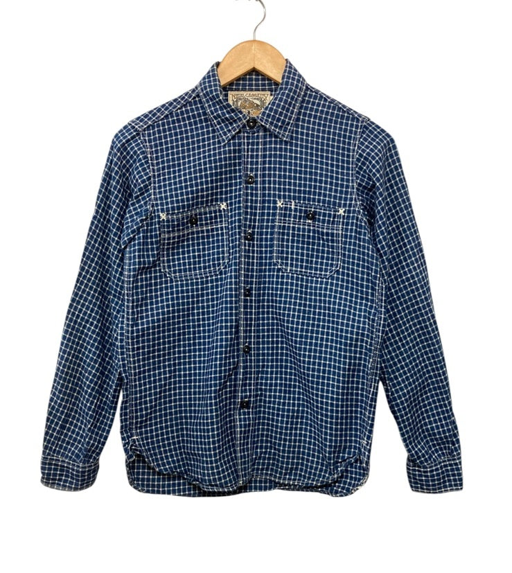BOOTLEGGERS ブートレガーズ NEAL CASSADY RAILROAD ワークシャツ インディゴチェック サイズ14 メンズ 中古 D4