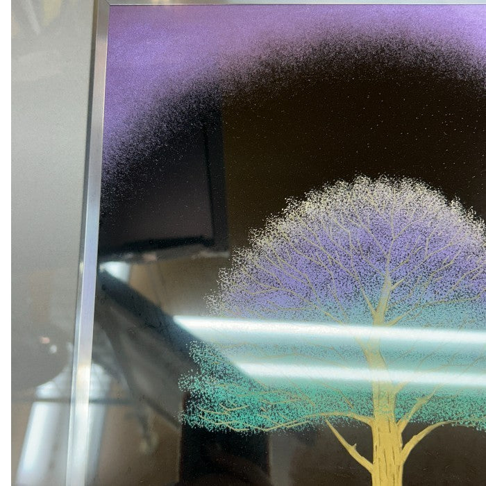 輪島塗 友田祐次 作 沈金 漆芸額 額 絵 インテリア おしゃれ 大樹 中古 W４