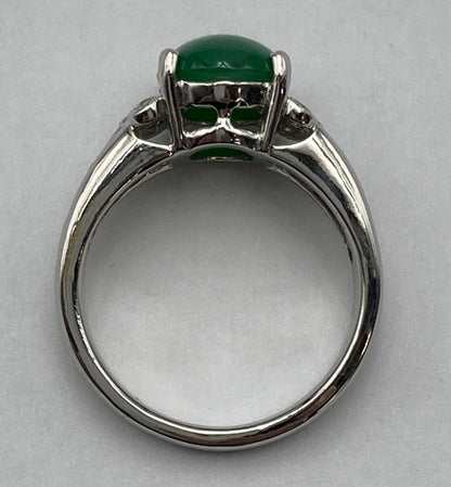 Pt900 ヒスイ(翡翠)3.03ct ダイヤ0.16ct リング 12号 中古 D4