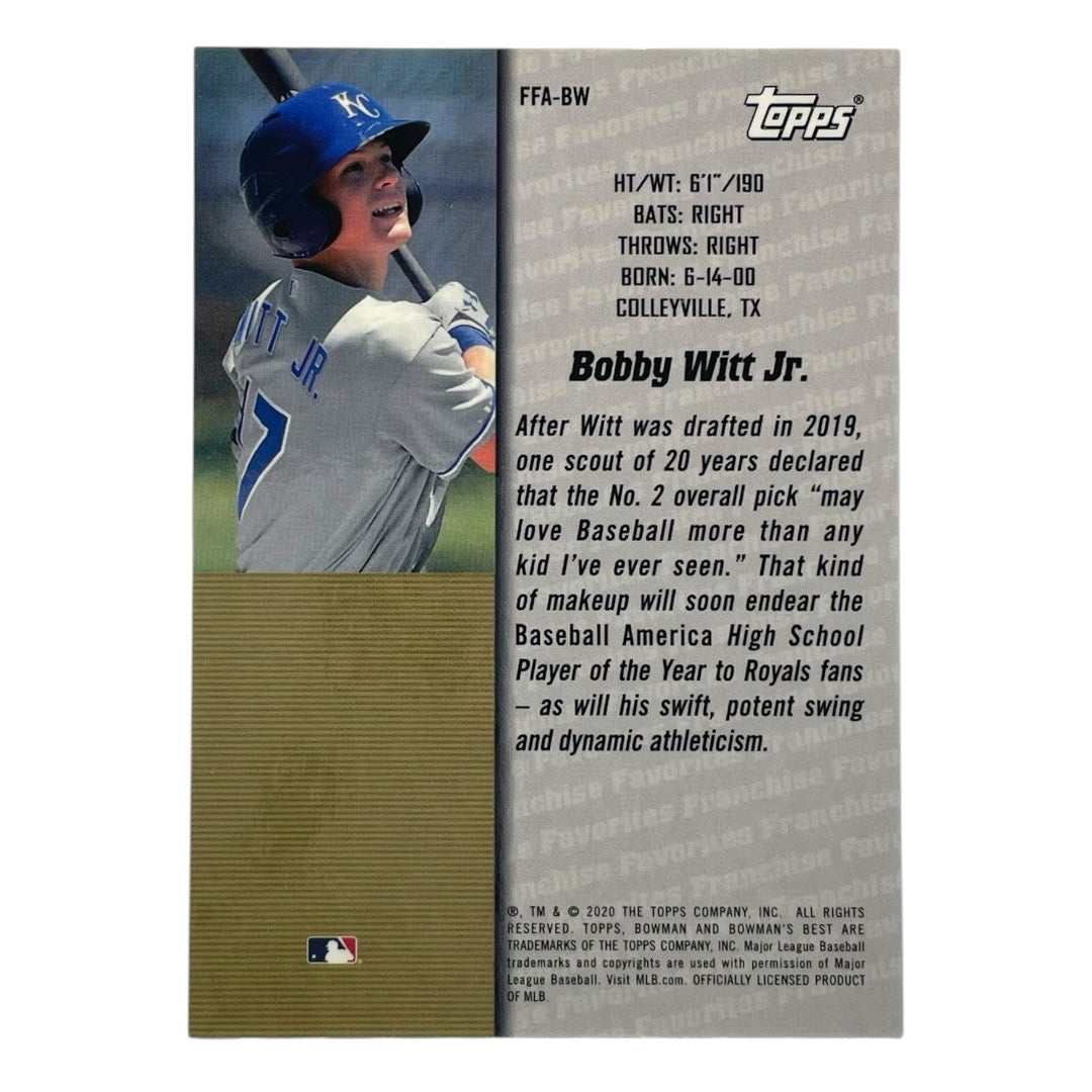 TOPPS MLBカード BOWMAN'S BEST BOBBY WITT JR. KANSAS CITY ROYALS #FFA-BW 中古 IT2