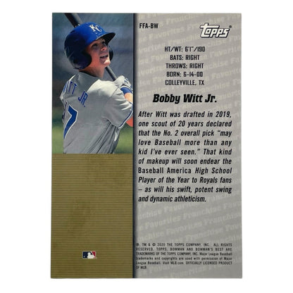 TOPPS MLBカード BOWMAN'S BEST BOBBY WITT JR. KANSAS CITY ROYALS #FFA-BW 中古 IT2