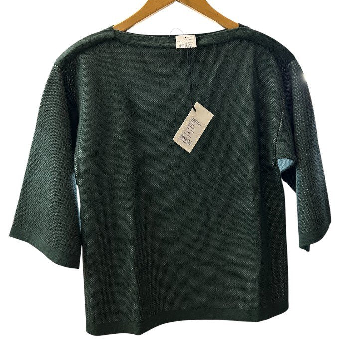 未使用品 AURALEE オーラリー 七分袖 Tシャツ A21SP01BW GIZA BIRDS EYE DOUBLE FACE BOAT NECK トップス レディース バーズアイボートネックニット グリーン 中古 W４