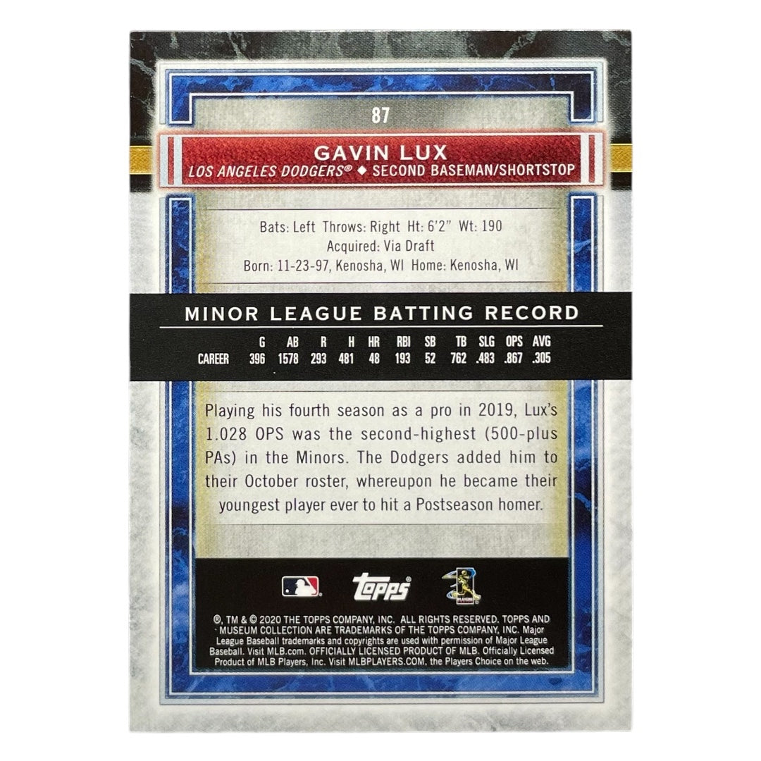 TOPPS MLBカード MUSEUM COLLECTION GAVIN LUX LOS ANGELES DODGERS /150 #87 中古 IT2