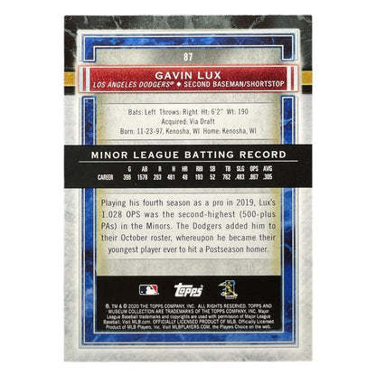 TOPPS MLBカード MUSEUM COLLECTION GAVIN LUX LOS ANGELES DODGERS /150 #87 中古 IT2