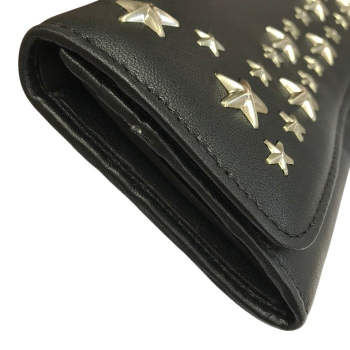 JIMMY CHOO ジミーチュウ ニノ 長財布 レディース 2つ折り レザー NINO 小銭入れ付き スタースタッズ ブラック 中古 T1