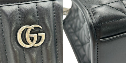 GUCCI グッチ GGマーモント スモール トートバッグ 681483 鞄 レザー 本革 レディース チェーン ブラック 中古 W４