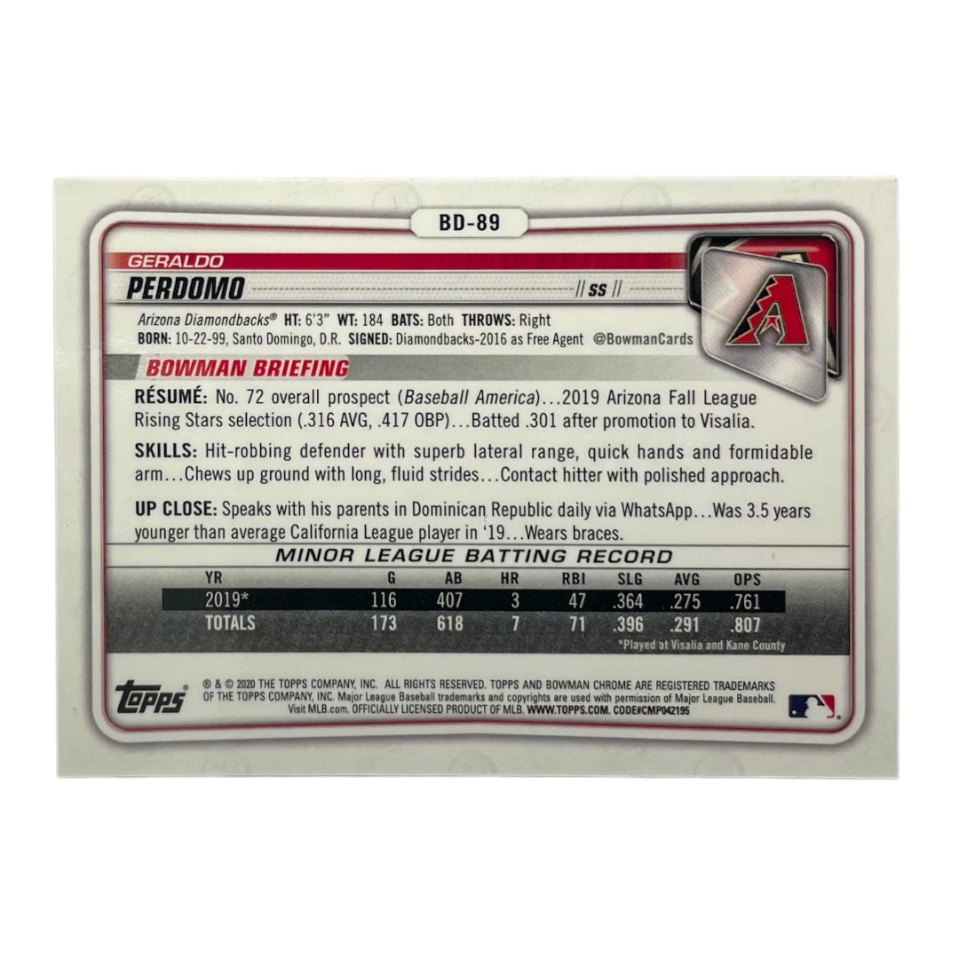 TOPPS MLBカード BOWMAN CHROME GERALDO PERDOMO ARIZONA DIAMONDBACKS /250 #BD-89 中古 IT2