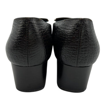 ジャンク品 Salvatore Ferragamo サルヴァトーレ フェラガモ クロコ調 スエード パンプス 87960A48 6(約23.5cm) 靴 シューズ レザー レディース 中古 W４