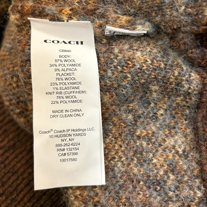 COACH コーチ シグネチャー カーディガン CB640 XS トップス 秋 冬 レディース かわいい 総柄 ブラウン 中古 W４