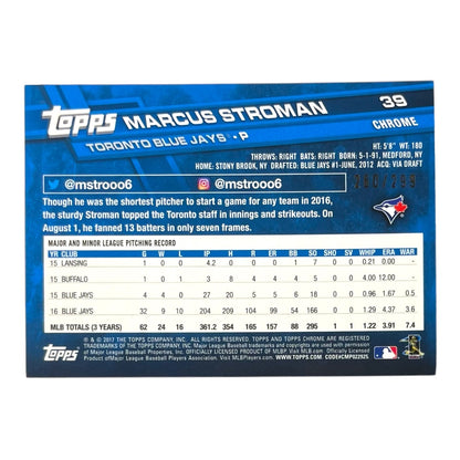 TOPPS MLBカード CHROME MARCUS STROMAN TORONTO BLUE JAYS /299 #39 中古 IT2