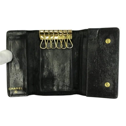 CHANEL シャネル キャビアスキン キーケース レザー 6連 ココマーク ゴールド金具 ブラック 中古 T1