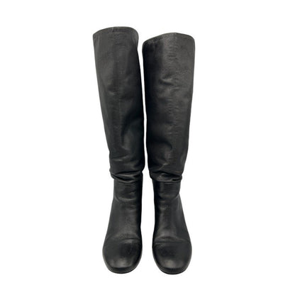 TORY BURCH トリーバーチ レザー ロングブーツ 6 1/2 (約23.5cm) ブランド レディース シューズ 靴 秋 冬 かわいい 中古 W４