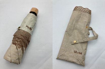 CELINE セリーヌ 遮光 フリル 折りたたみ日傘 中古 D4