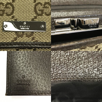 GUCCI グッチ GGキャンバス 長財布 レディース 2つ折り がま口 ブラウン 115100 中古 T1