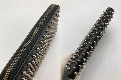 クリスチャンルブタン Christian louboutin パネトーネ スパイク ラウンドファスナー長財布 1175099 中古 D4