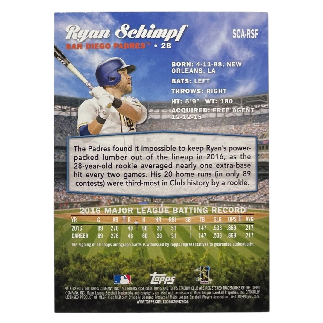 TOPPS MLBカード STADIUM CLUB RYAN SCHIMPF SAN DIEGO PADRES #SCA-RSF 中古 IT2