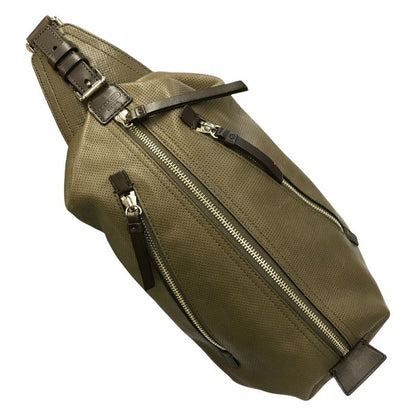 COACH コーチ トンプソン ボディバッグ メンズ パンチング レザー スリングバッグ カーキ 70716 中古 T1