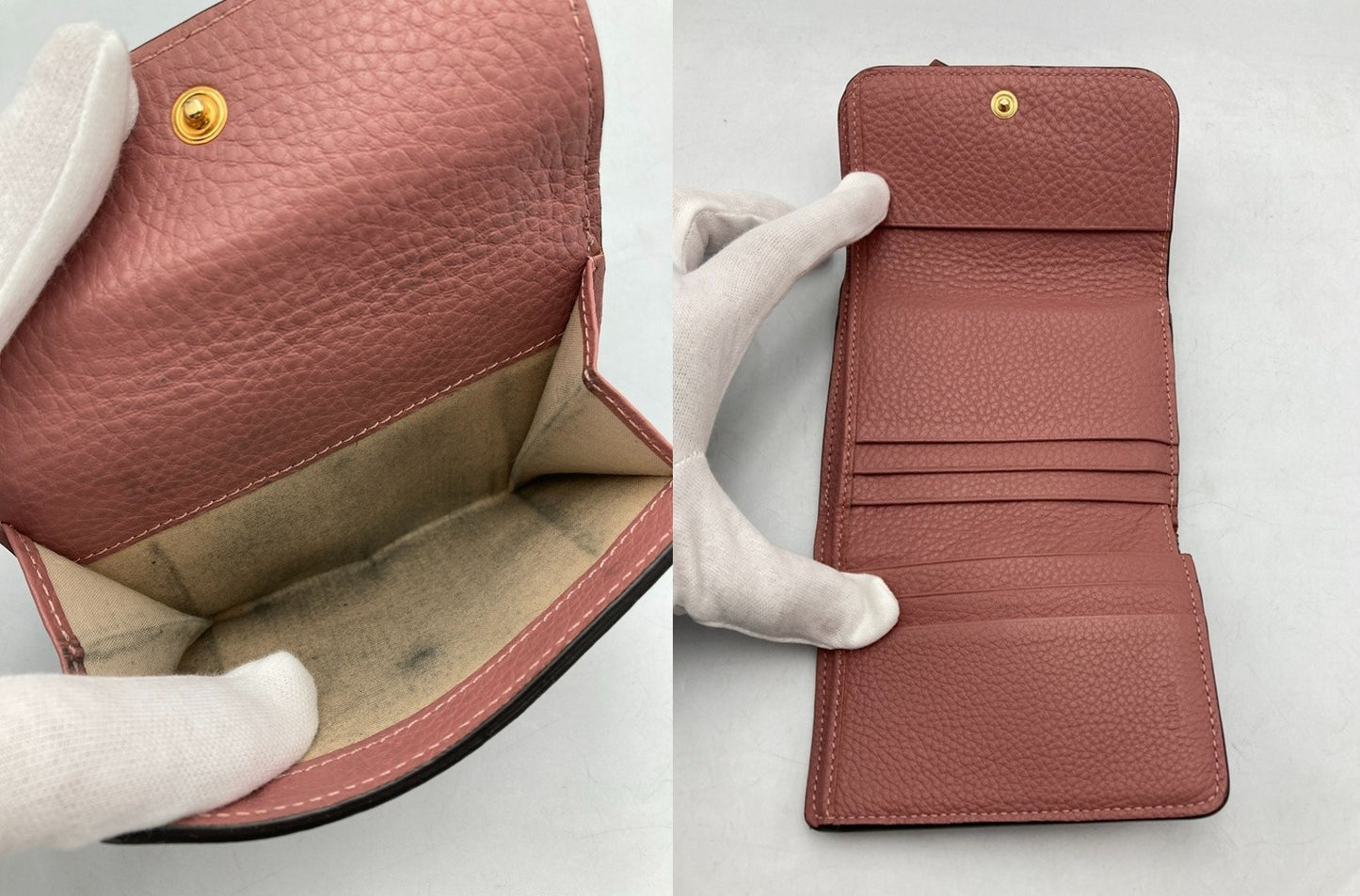 Chloe クロエ グレインレザー アルファベット スモールトリフォールド 3つ折り財布 中古 D4