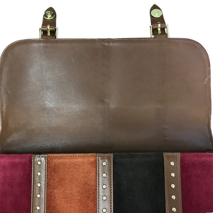 YVES SAINT LAURENT イヴサンローラン ショルダーバッグ ユニセックス スウェード スエード ヴィンテージ 斜め掛け メッセンジャー スタッズ レッド/ブラウン系 中古 T1