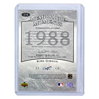 UPPER DECK MLBカード LEGENDS MEMORABLE MOMENTS KIRK GIBSON DODGERS #278 中古 IT1