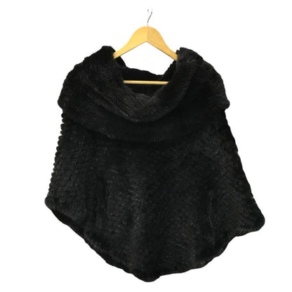 ARBORENTE ミンクファー ポンチョ レディース 冬 リアルファー アシンメトリー ダークブラウン M-Lサイズ 中古 T1