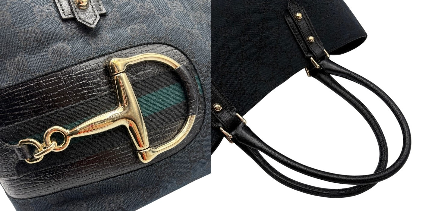 GUCCI グッチ ハンドバッグ レディース シェリーライン GG ブラック 137385 鞄 ブランド レディース おしゃれ レザー キャンバス 中古 W４