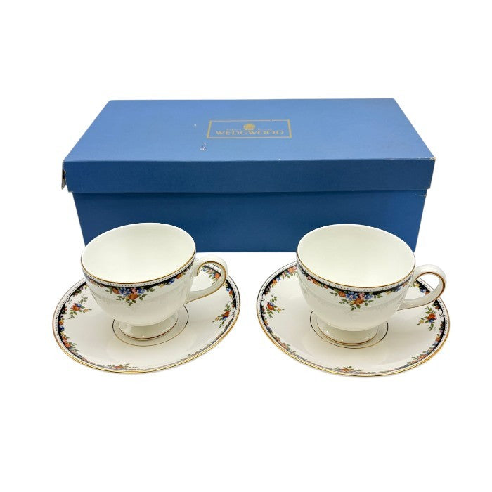 Wedgwood ウェッジウッド オズボーン カップ＆ソーサー ペア 洋食器 ブランド 花柄 おしゃれ 紅茶 ティー 2客 中古 W1