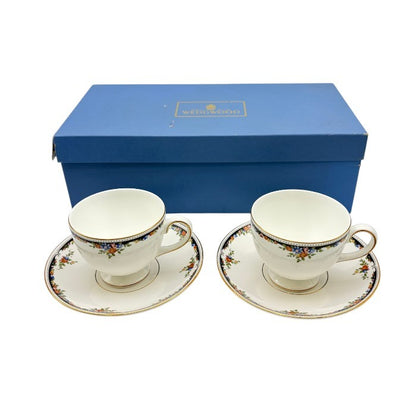Wedgwood ウェッジウッド オズボーン カップ＆ソーサー ペア 洋食器 ブランド 花柄 おしゃれ 紅茶 ティー 2客 中古 W1