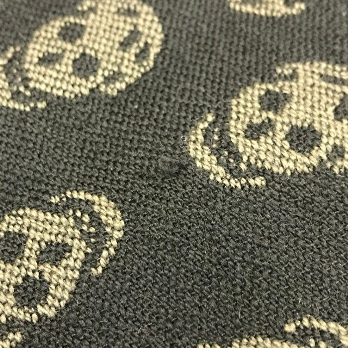 ALEXANDER MCQUEEN アレキサンダーマックイーン マフラー メンズ ウール スカル柄 ストール フリンジ ブラック/グレー 中古 T1