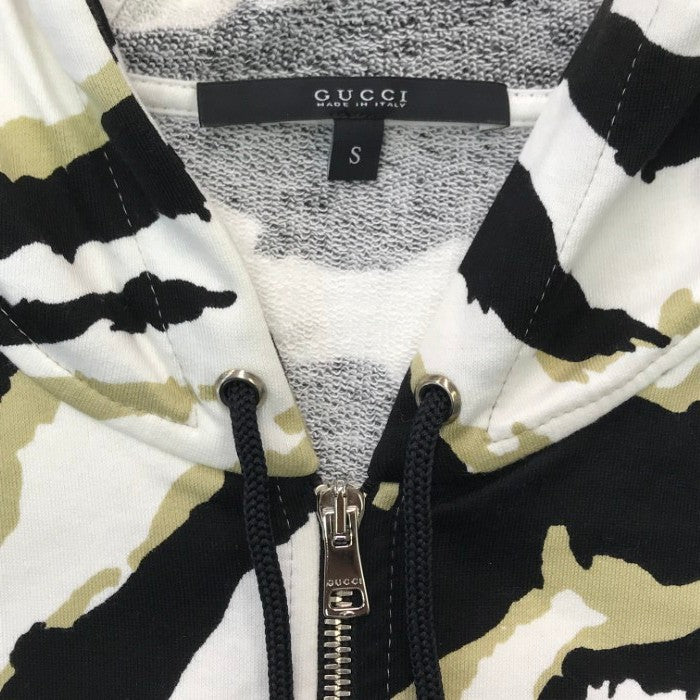 GUCCI グッチ パーカー レディース 春 コットン ゼブラ柄 スウェット ストレッチ フルジップ マルチカラー Sサイズ 355483 X3A71 中古 T1