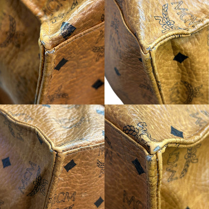 MCM エムシーエム トートバッグ MCM柄 レザー ブランド ロゴグラム 鞄 A4 大容量 中古 W４