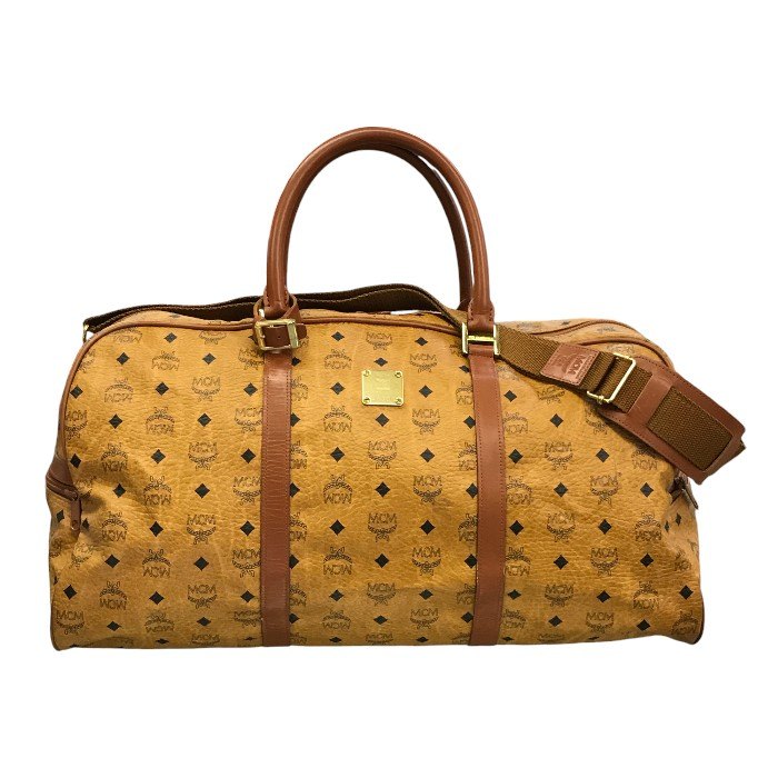 MCM モノグラム ボストンバッグ ユニセックス 旅行鞄 ショルダー付き 大型 ブラウン 中古 T1