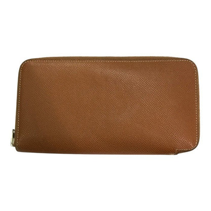 HERMES エルメス アザップロング シルクイン 長財布 レディース ラウンドジップ ファスナー スカーフ柄 ブラウン/オレンジ 中古 T1