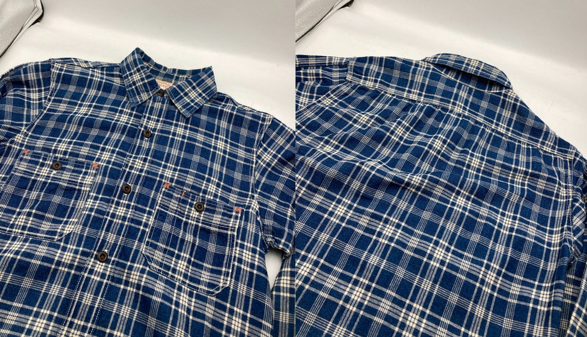FREEWHEELERS フリーホイーラーズ Neal Cassady Railroad ベイクヘッドシャツ インディゴチェック サイズ14 メンズ 中古 D4