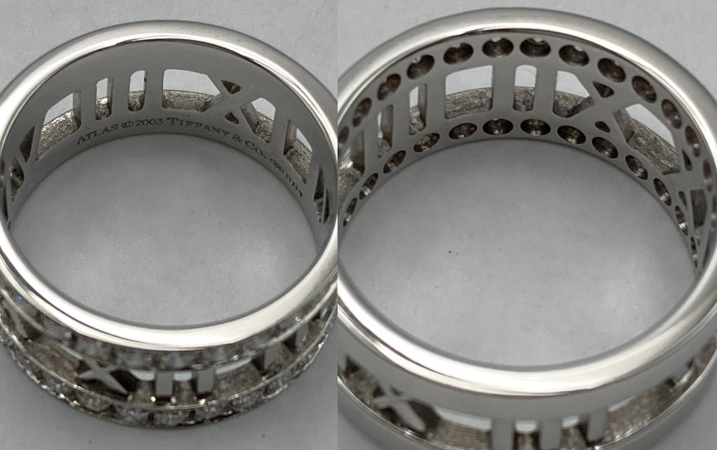 TIFFANY＆Co. ティファニー K18WG ハーフダイヤ アトラス オープンリング 13号 中古 D4