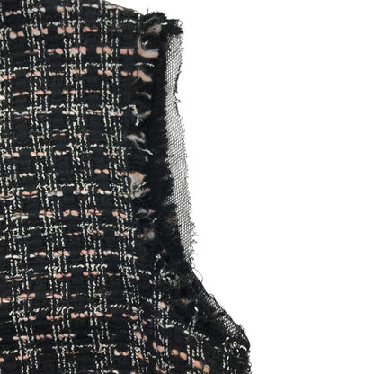 DOLCE＆GABBANA ワンピース レディース コットン ツイード ノースリーブ 膝丈 カットオフ 切りっぱなし ブラック 42サイズ F68C7T 中古 T1