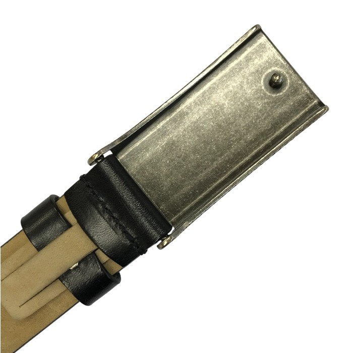 EMPORIO ARMANI エンポリオアルマーニ ベルト メンズ レザー ロゴ トップ式 プレートバックル シルバー/ブラック 46サイズ 中古 T1