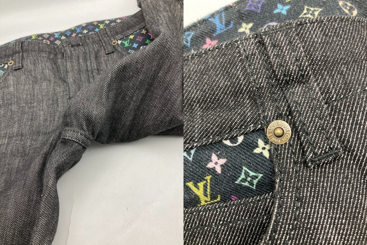 LOUIS VUITTON ルイヴィトン モノグラム マルチカラー クロップド デニムパンツ RW091W WOPA02DAZ サイズ38 レディース 中古 D4