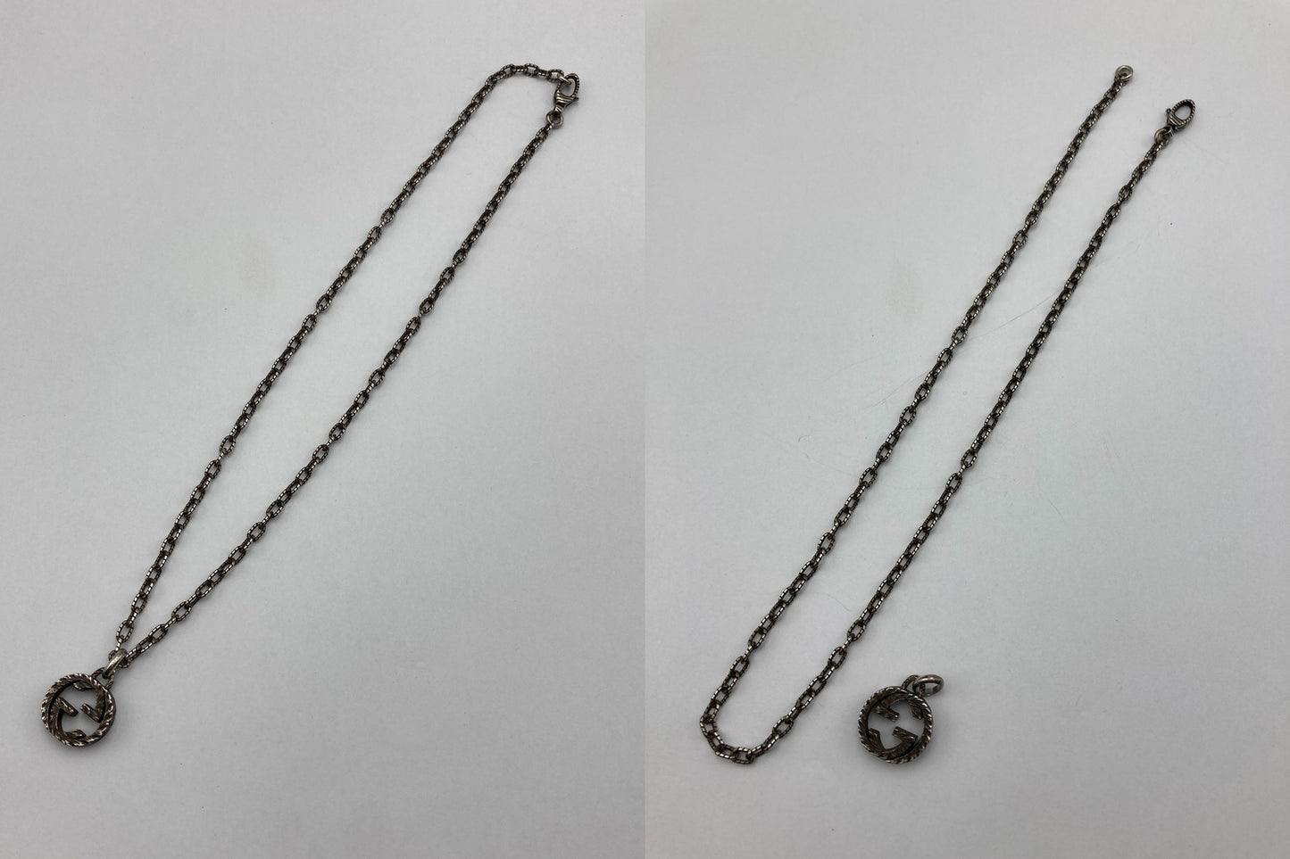 GUCCI グッチ シルバー925 インターロッキングG ペンダント ネックレス 中古 D4