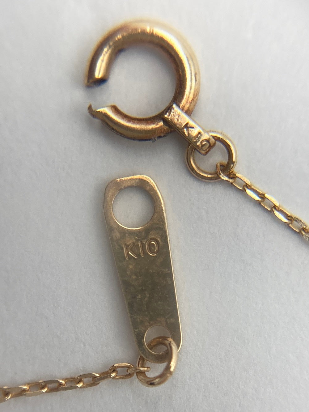 K10 3粒 人工石 ネックレス 中古 D4