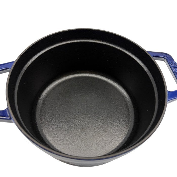 staub ストウブ ココット ラウンド グランブルー ホーロー鍋 40510-264 キッチンツール 調理器具 2.2L 20cm 中古 W1